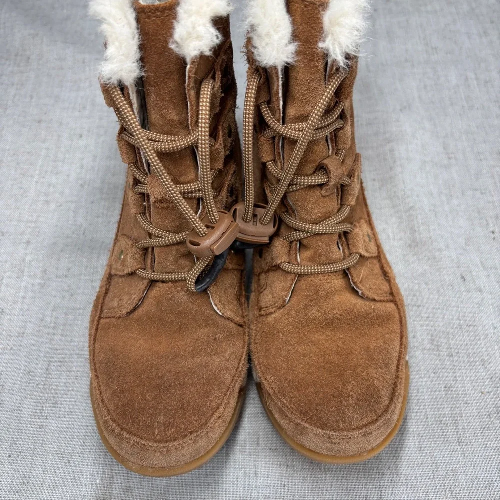 Sorel Whitney II Joan Lace Winter Boots Brown Suede Waterproof Line Kids Size 1